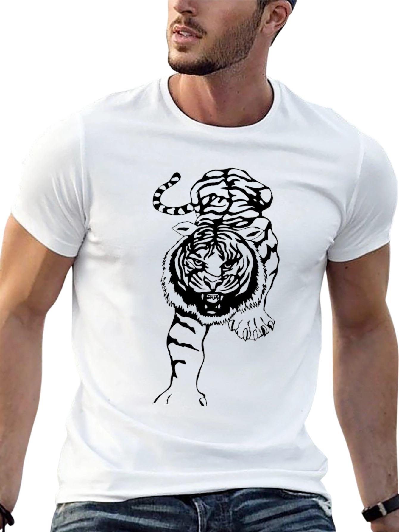 Black Tiger Graphic Tee - Mens Stylish Casual Shirt