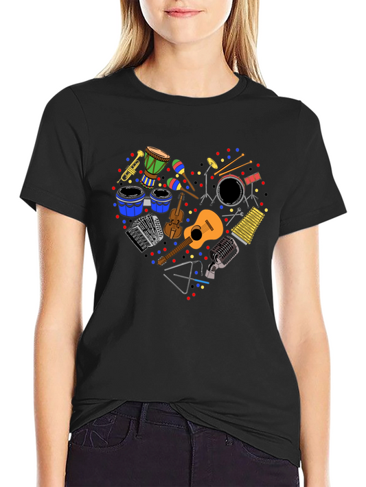 Music Lover T-Shirt: Heart of Instruments Design