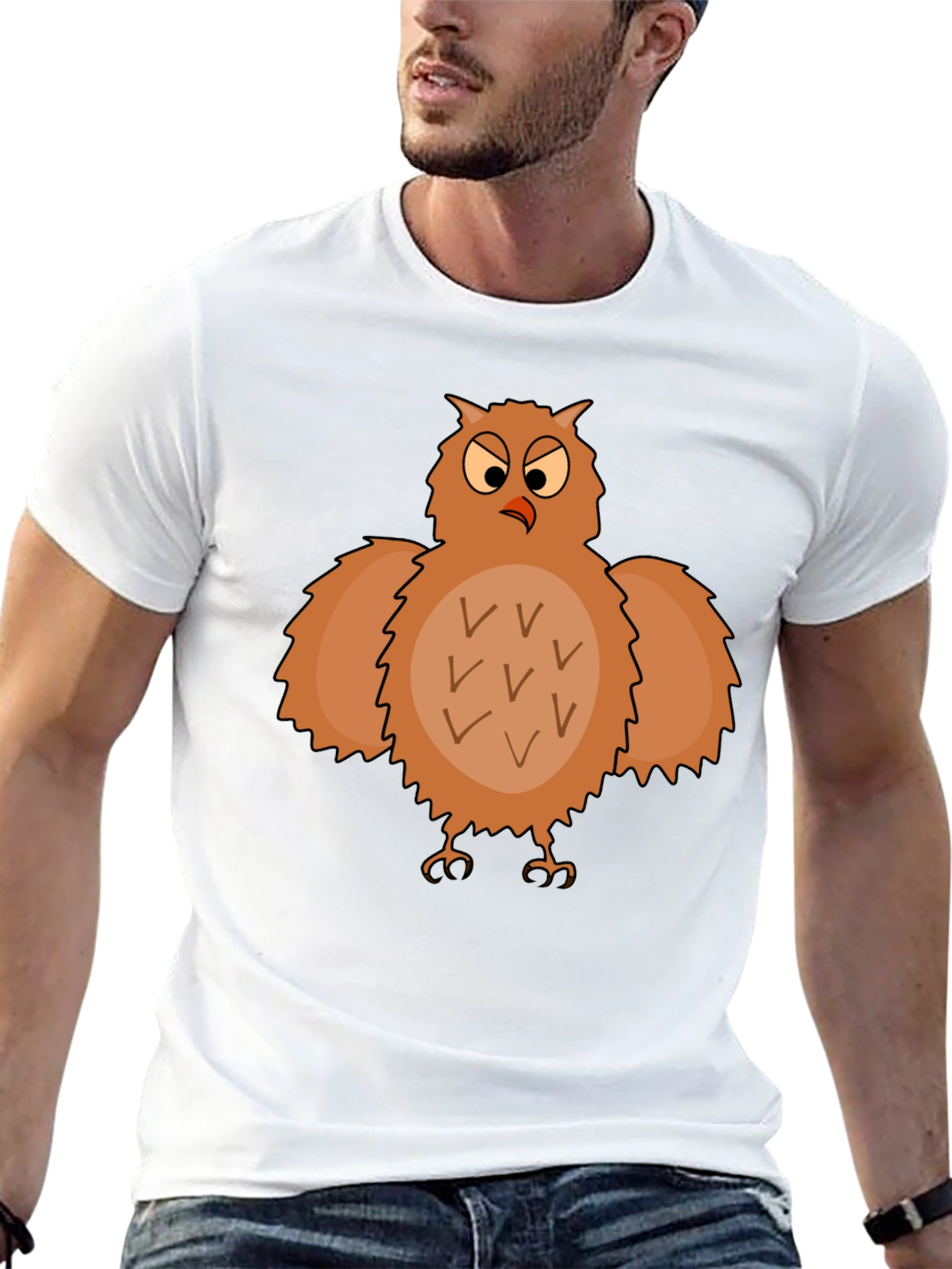 Funny Owl Graphic T-Shirt - Black