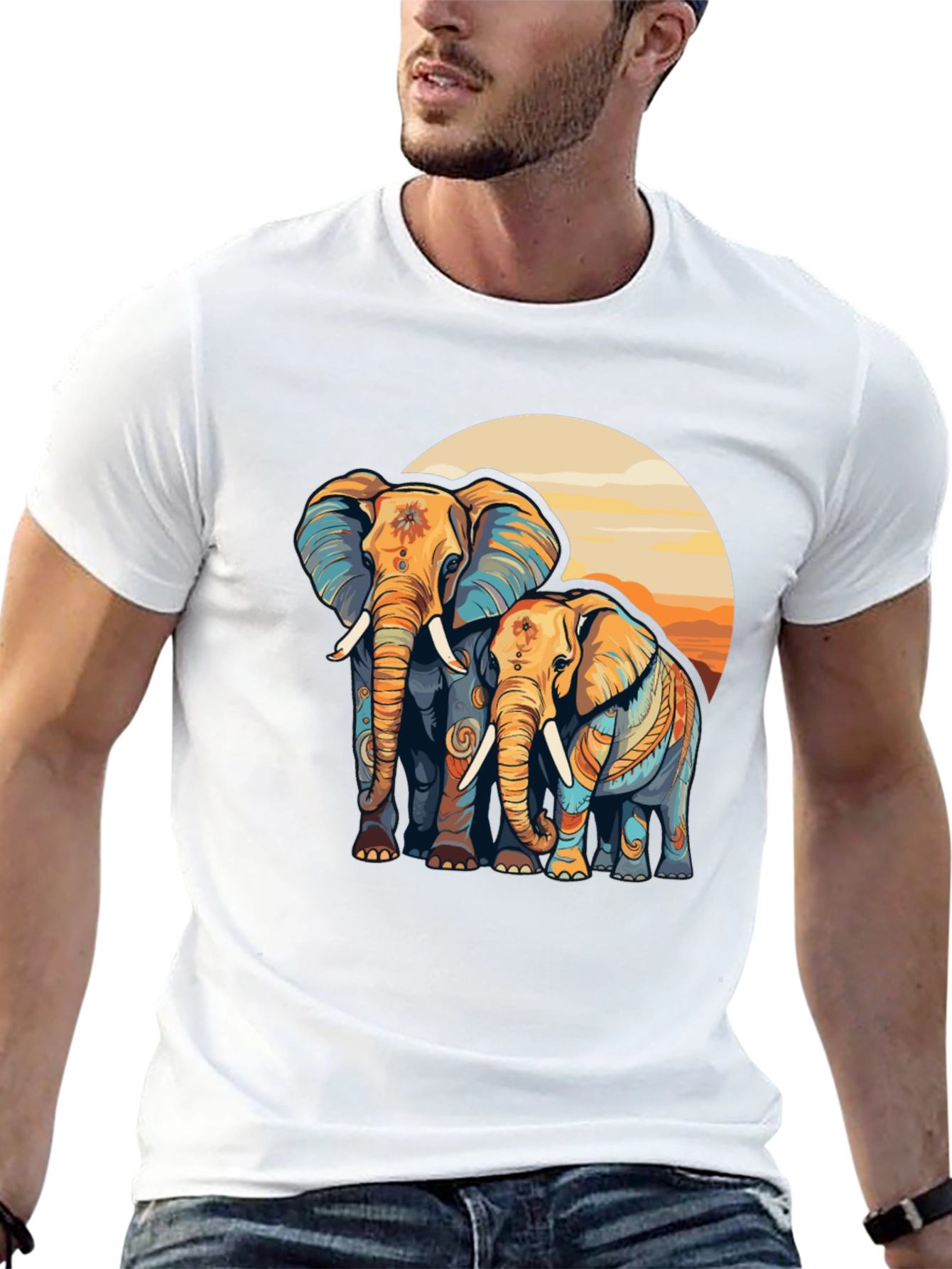 Elephant Sunset Graphic Tee - Stylish Comfort