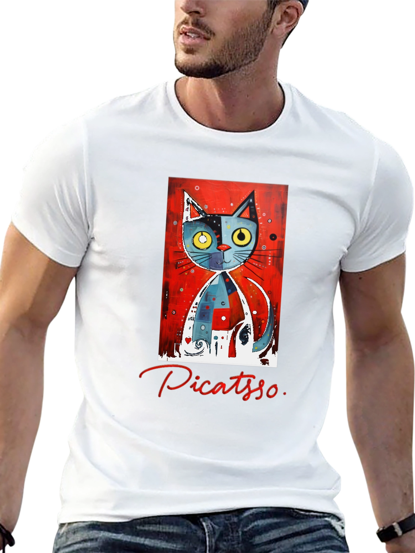 Picatso Cat Art T-Shirt - Unique Design