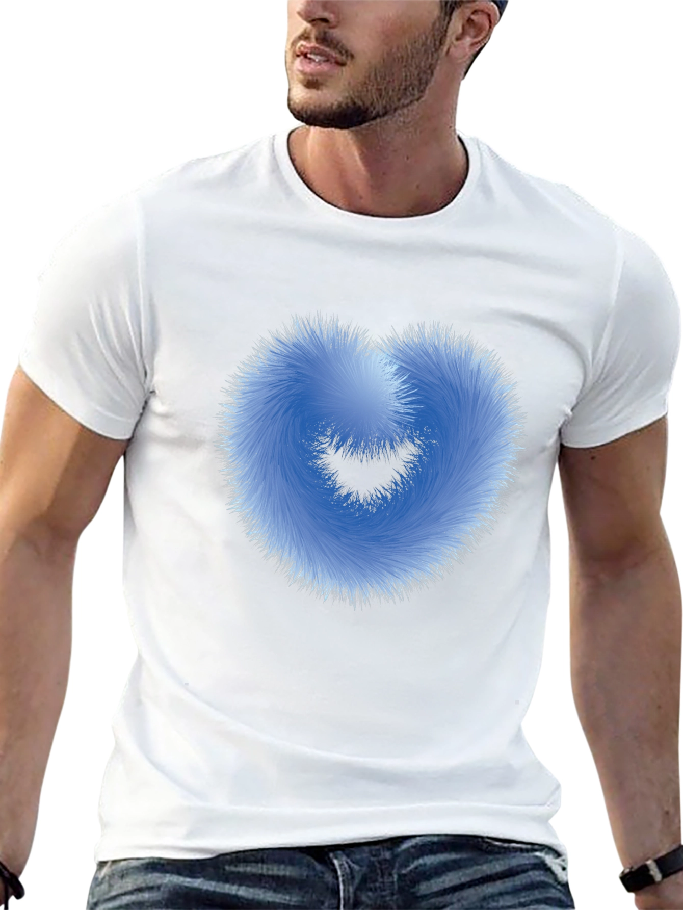 Fuzzy Heart Graphic Black T-Shirt