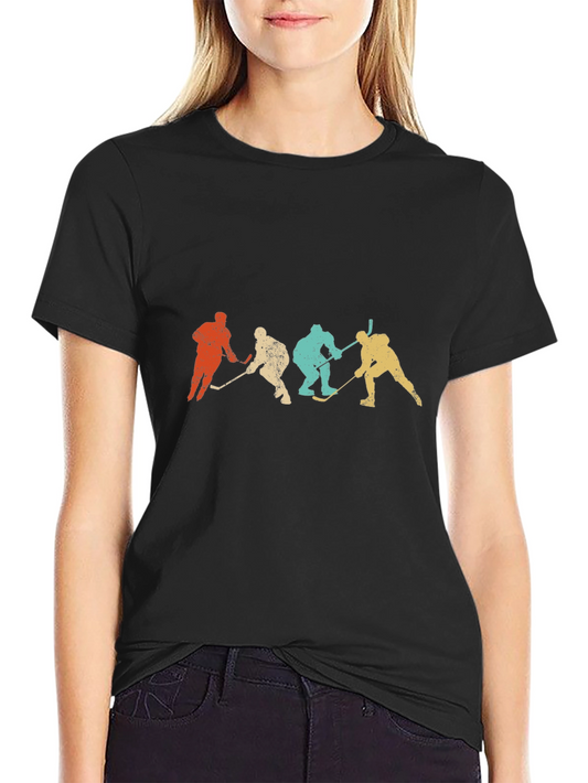 Retro Hockey Silhouette Graphic Tee - Black
