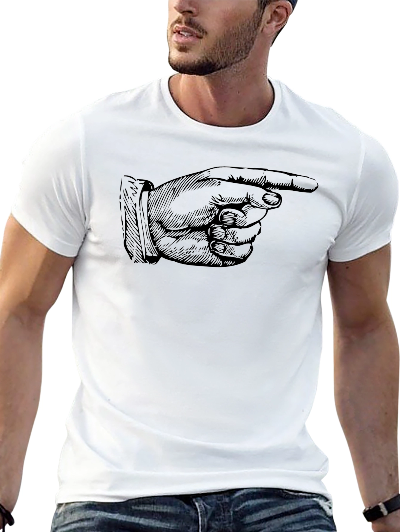 Pointing Finger Graphic Tee - Bold Black Shirt