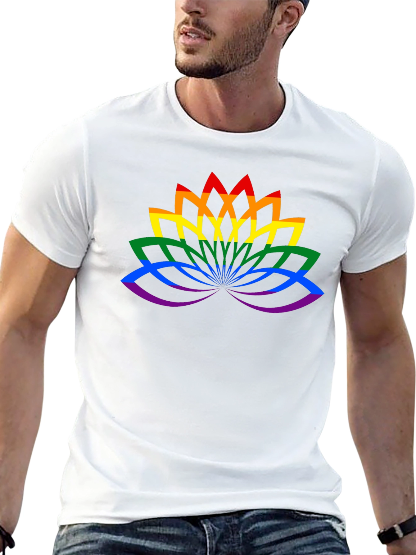 LGBT Pride Lotus Flower Black T-Shirt