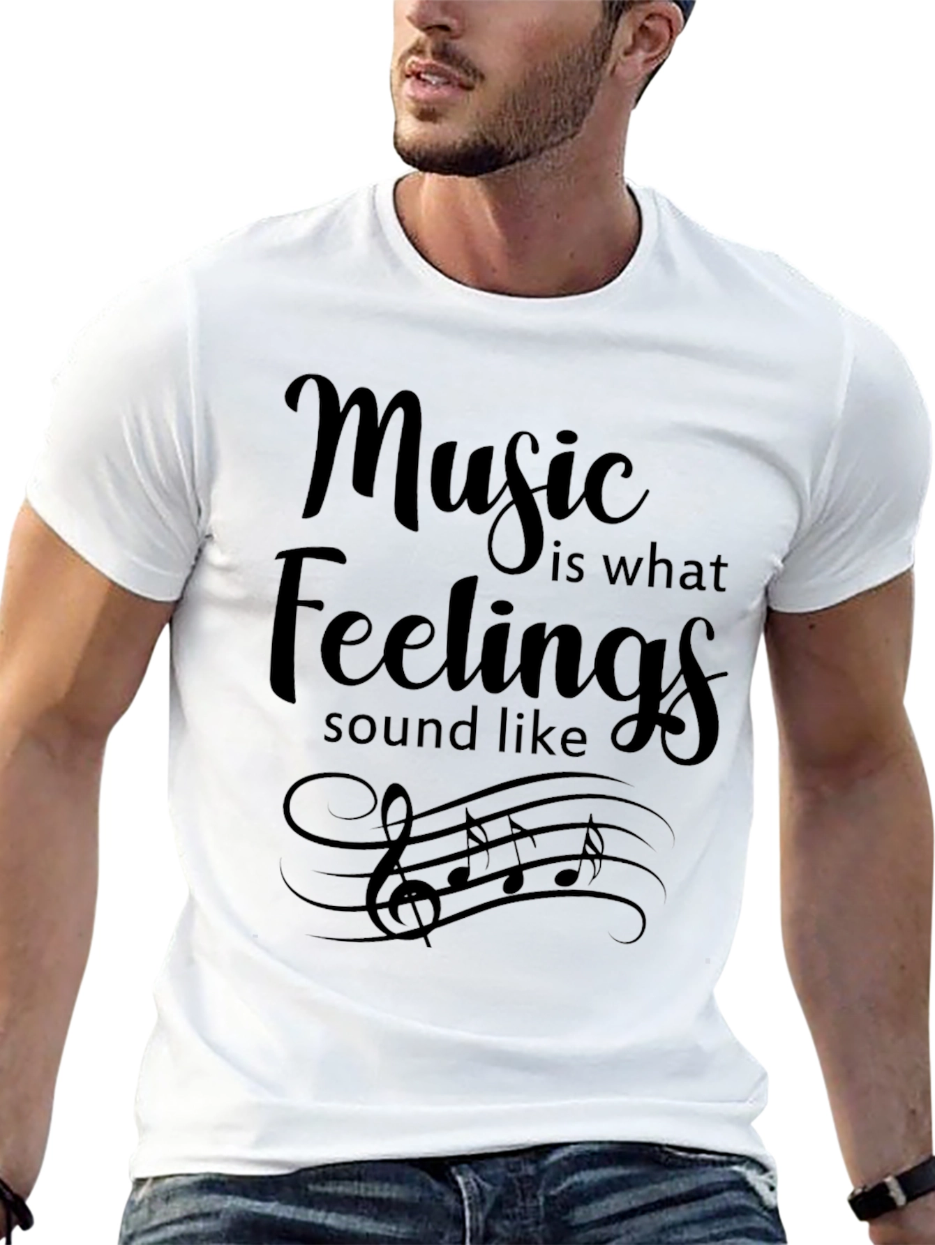 Music is What Feelings Sound Like Black T-Shirt
