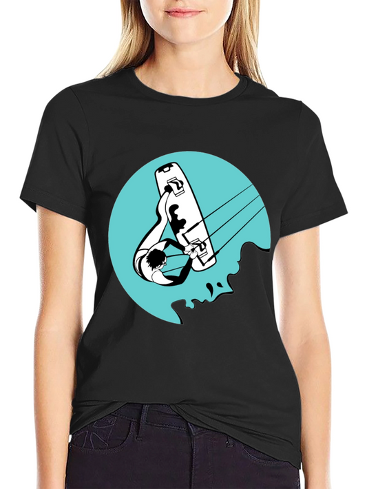 Kitesurfing Graphic Tee - Black Cotton T-Shirt