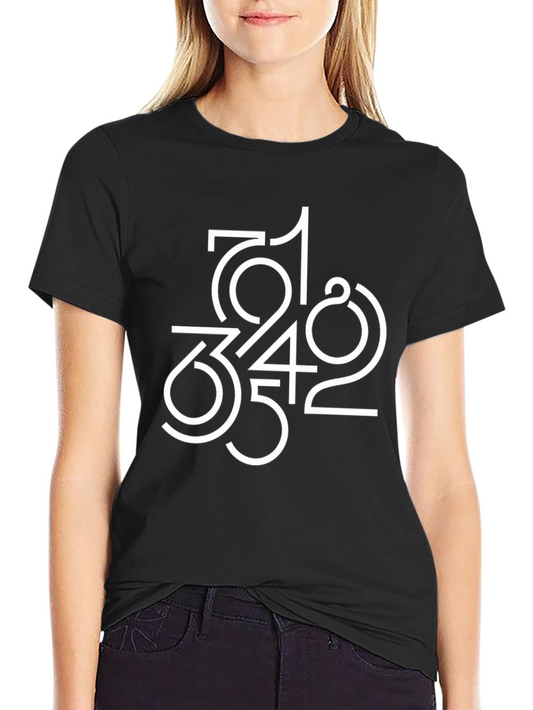 Abstract Number Design Black T-Shirt