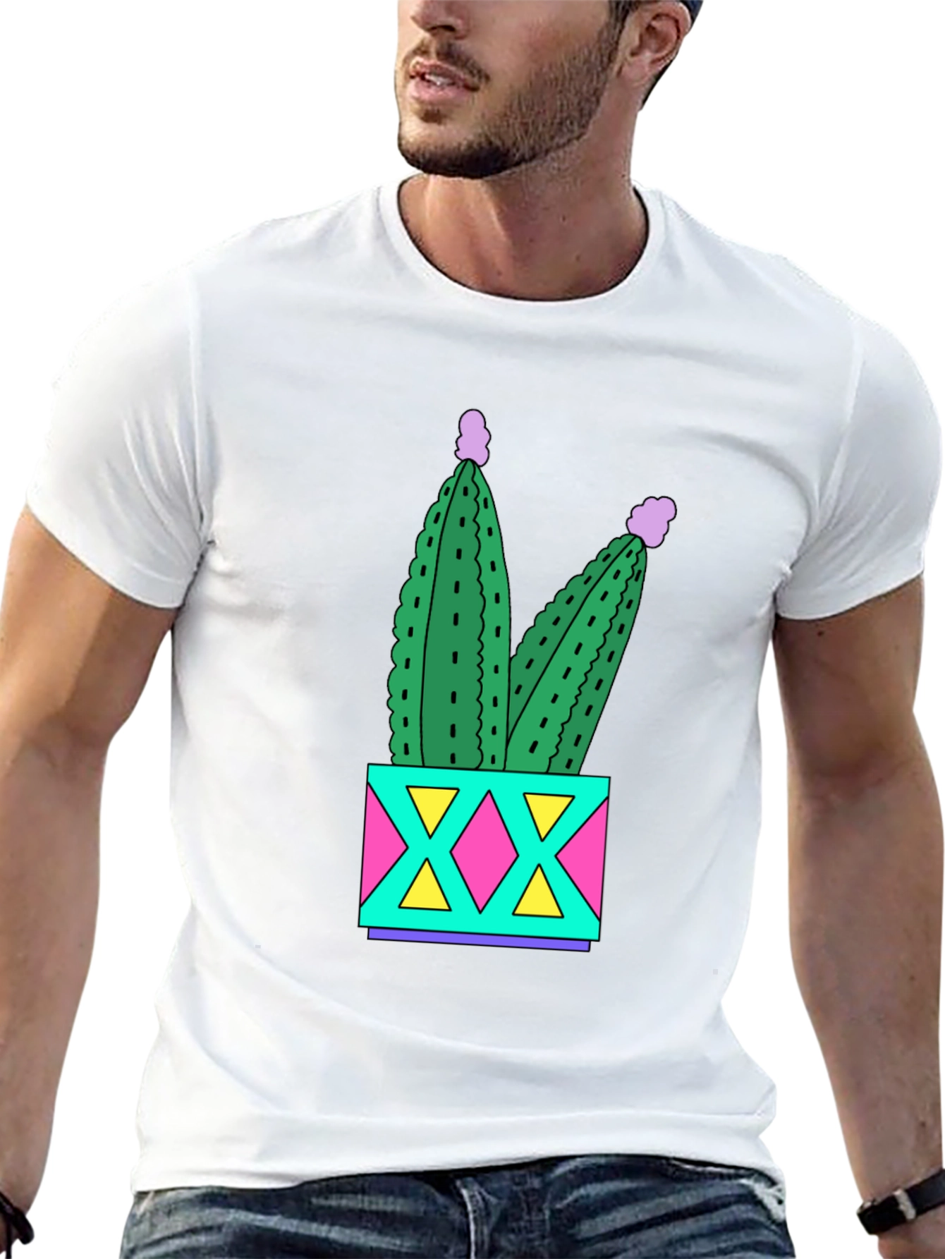 Fun Cactus T-Shirt - Black Cotton Graphic Tee