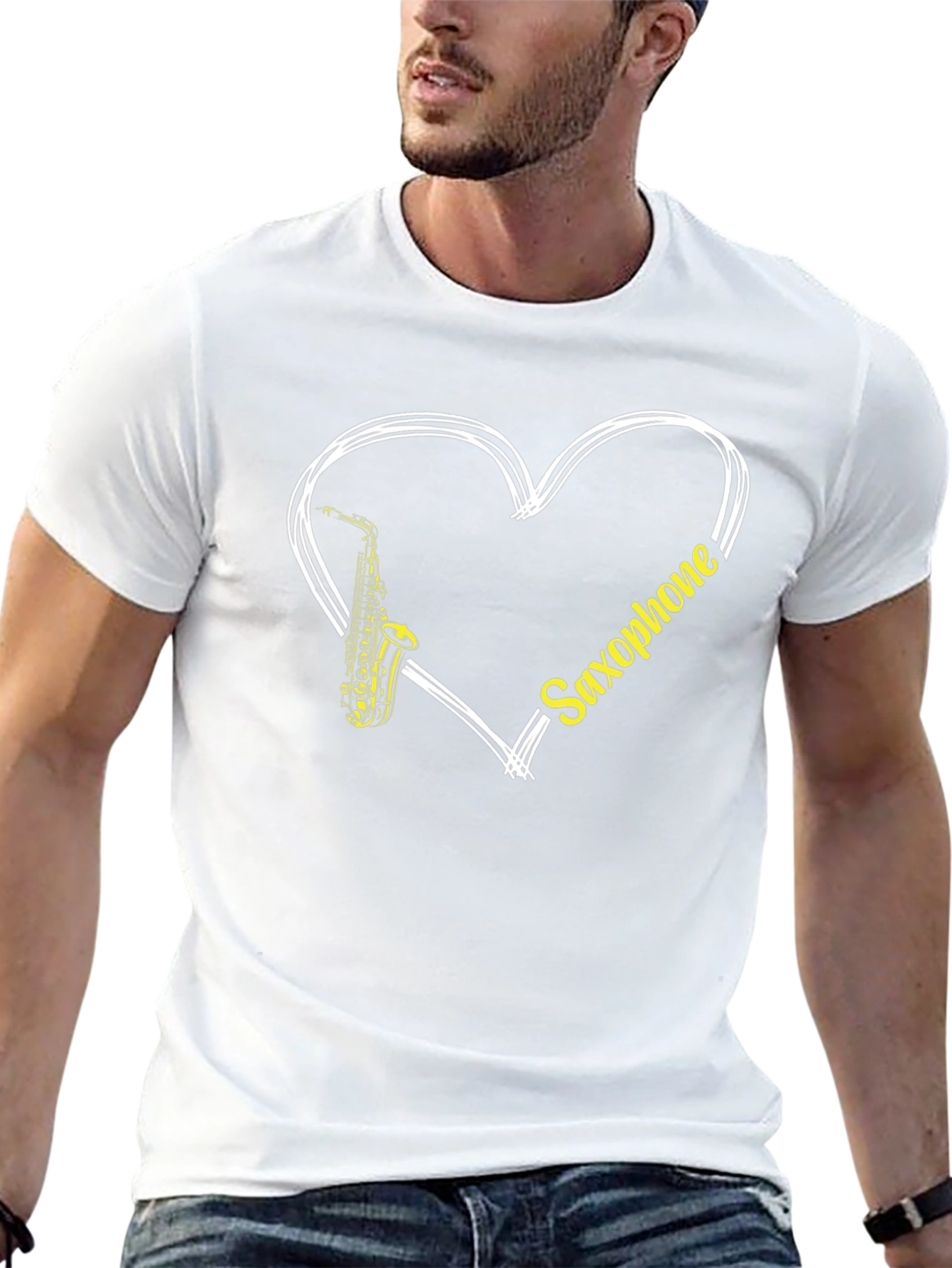 Saxophone Heart T-Shirt - Music Lover Tee