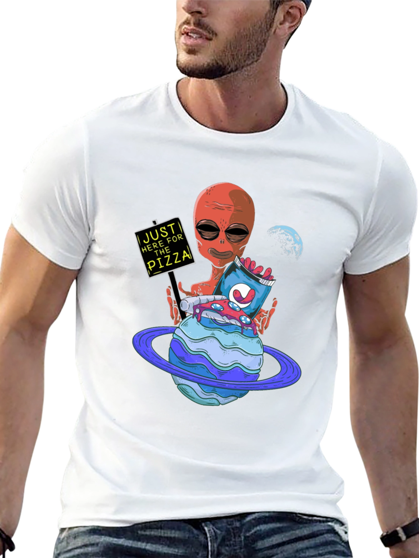 Alien Pizza Lover Graphic Tee