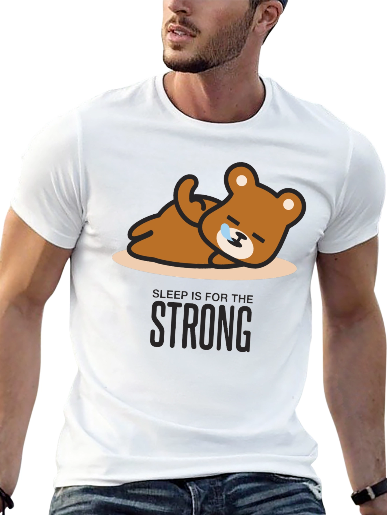 Sleepy Bear Graphic Tee - Relaxed Fit Soft Cotton