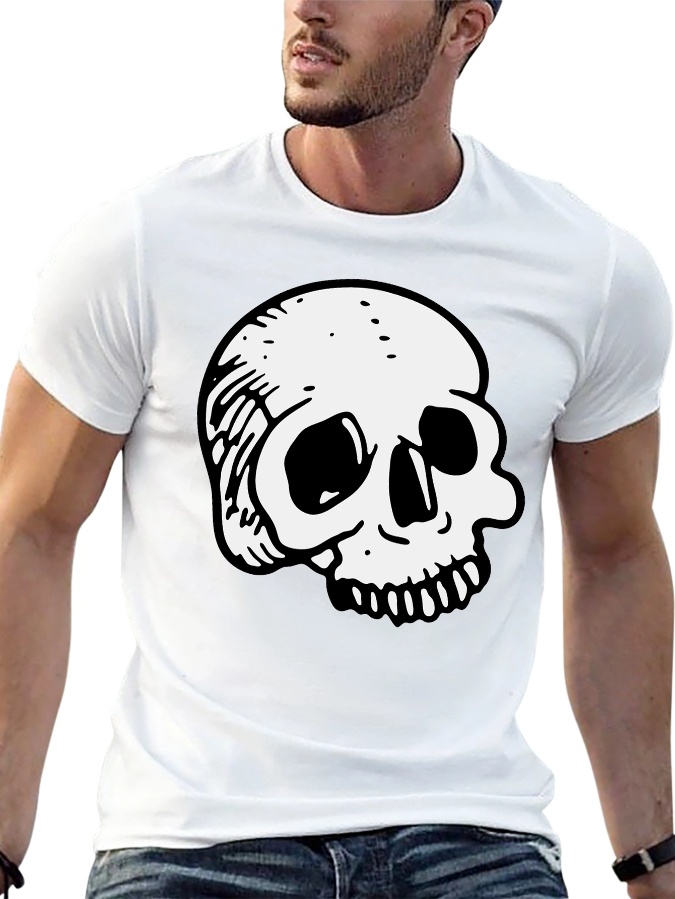Black T-Shirt with Skull Graphic