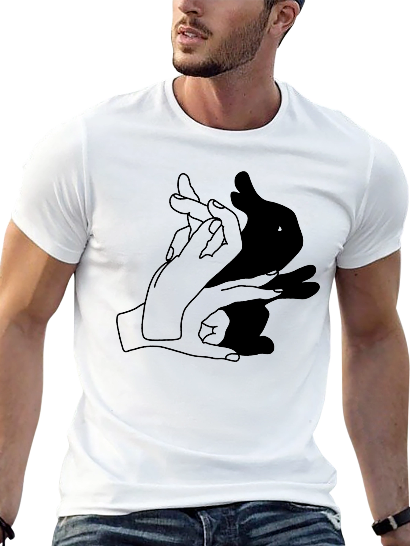 Rabbit Shadow Hand Gesture Graphic Tee