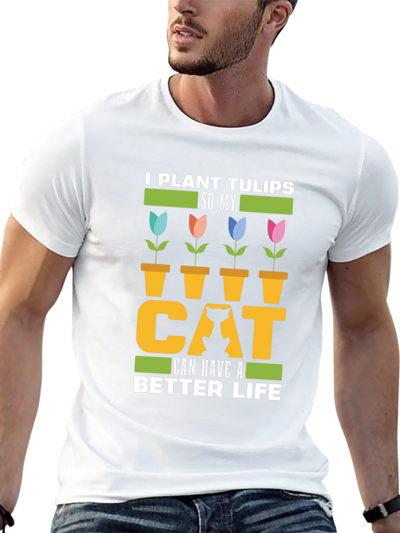 Funny Cat Lover T-Shirt - Tulip Garden Tee