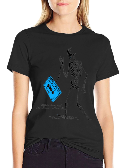Skeleton Cassette Tape T-Shirt - Music Never Dies