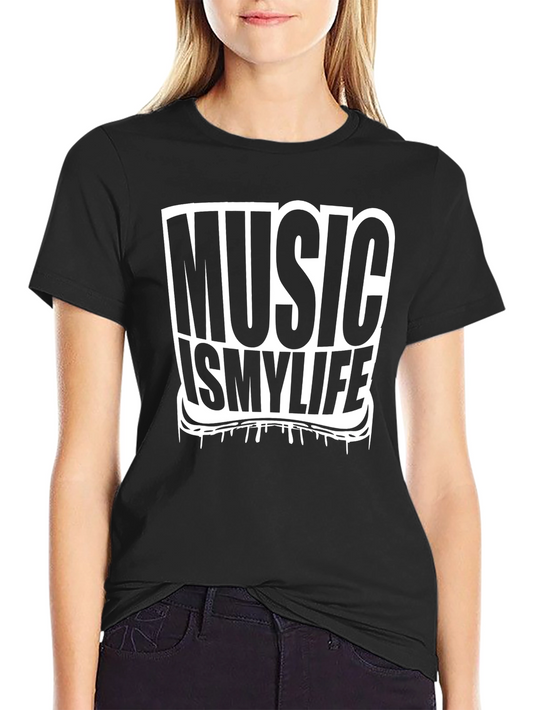 Music is My Life Graphic Tee - Black T-Shirt