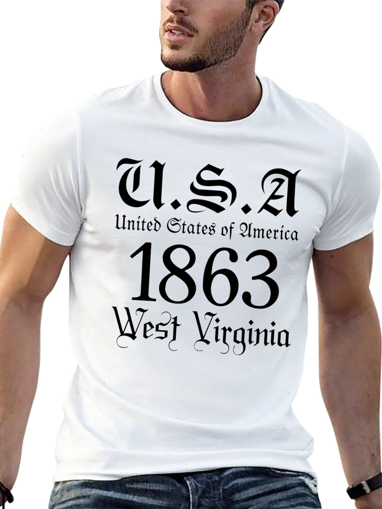 USA 1863 West Virginia Black Graphic T-Shirt