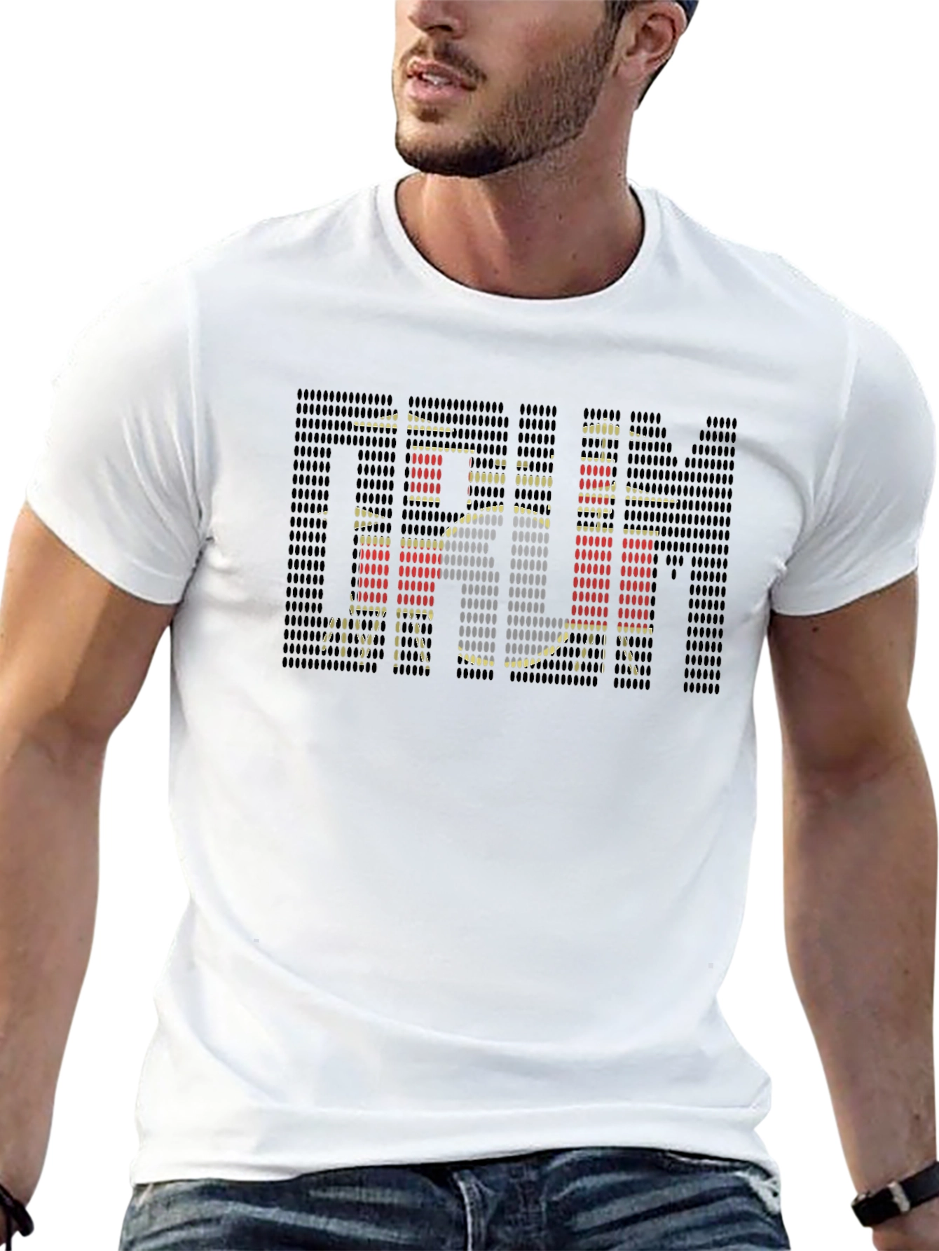 Drum Kit Pixelated Black T-Shirt