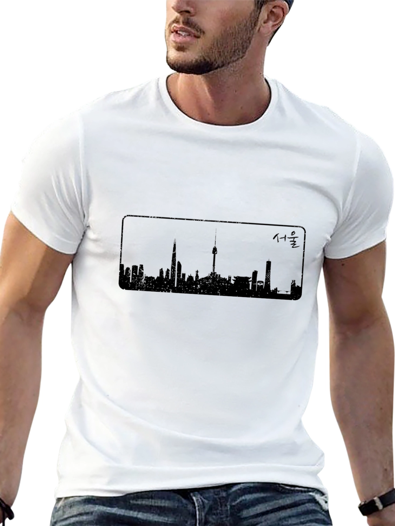 Seoul Skyline Black T-Shirt