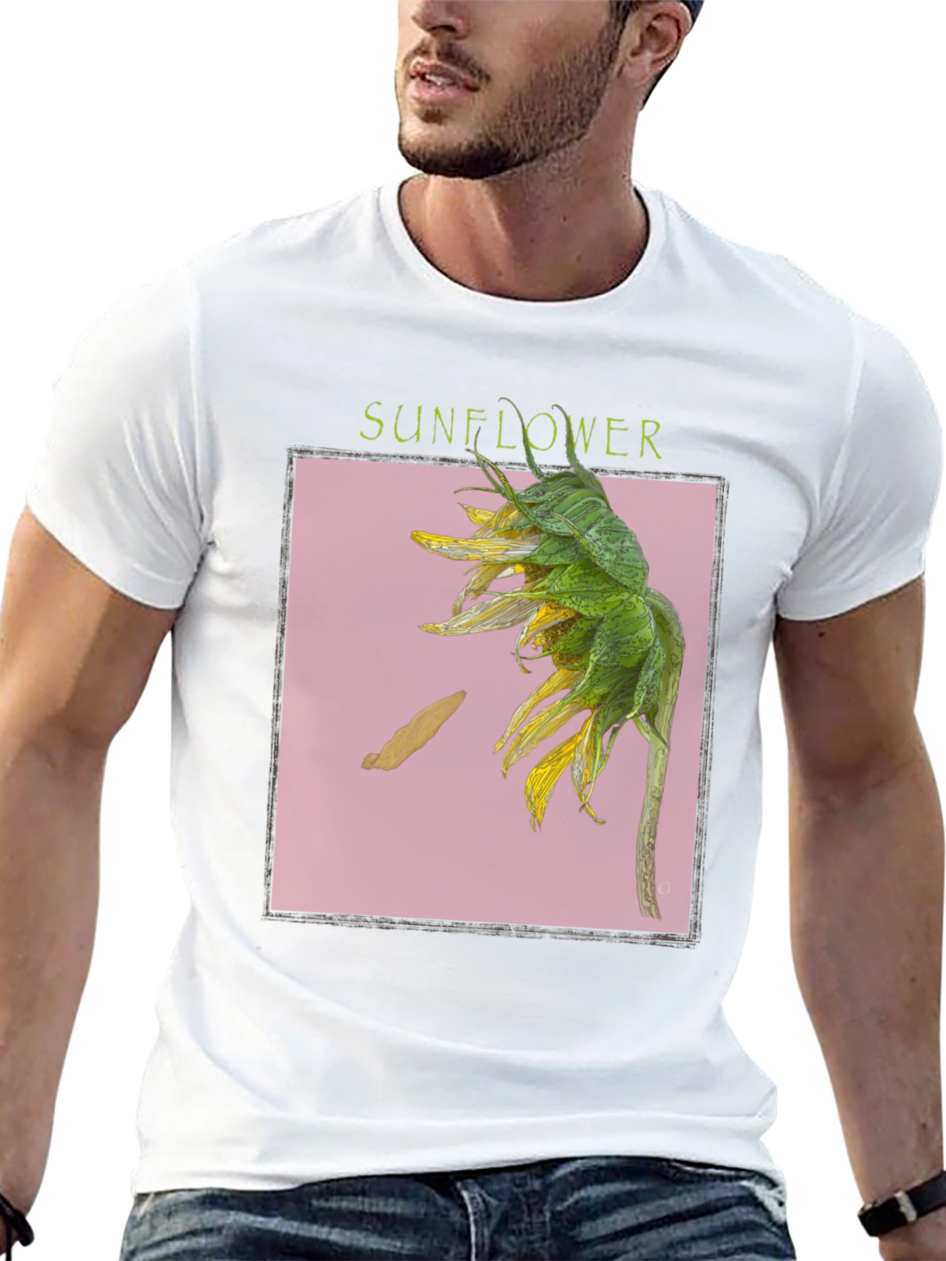 Sunflower Graphic Print Black T-Shirt