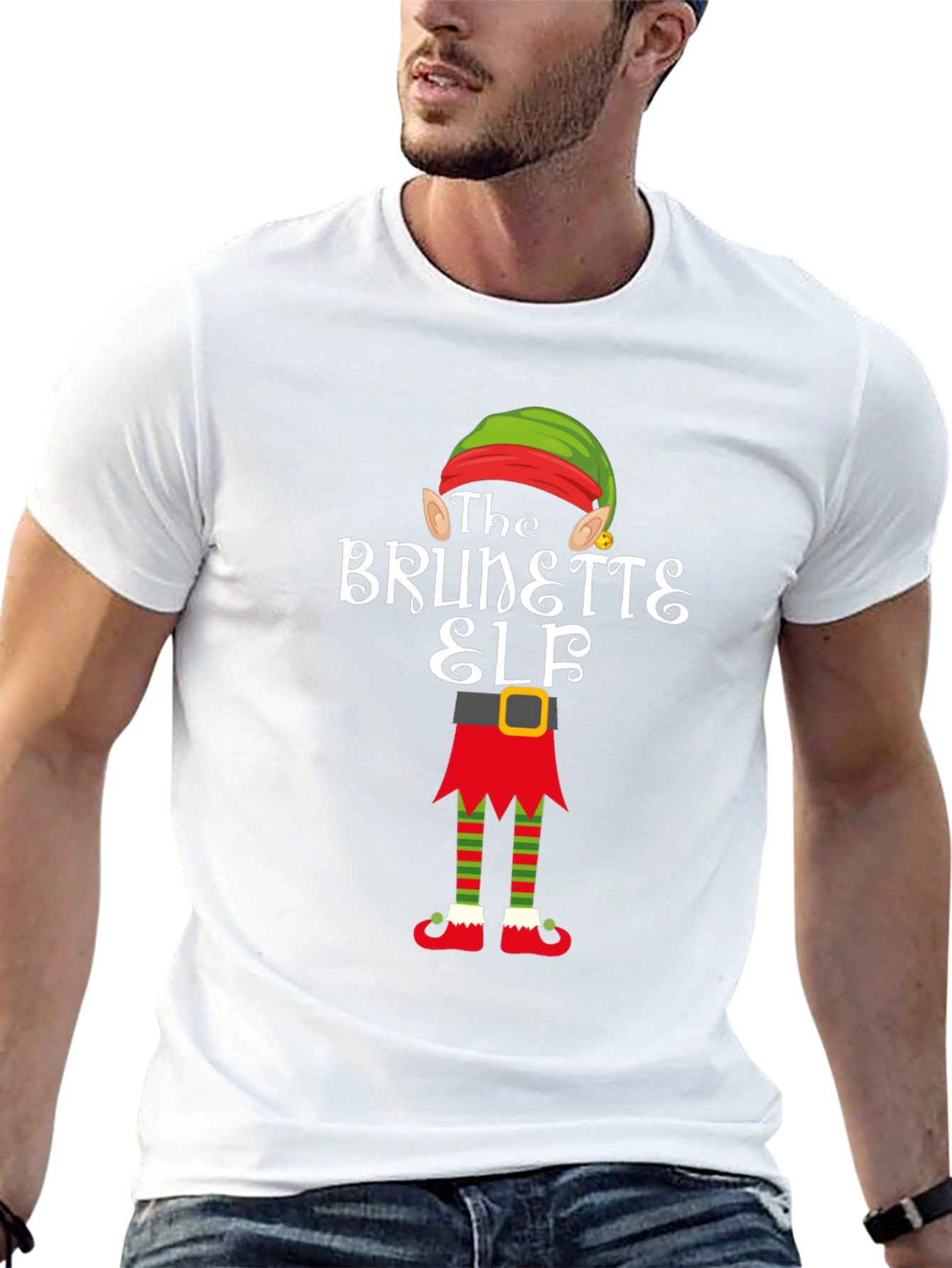 Brunette Elf Christmas T-Shirt