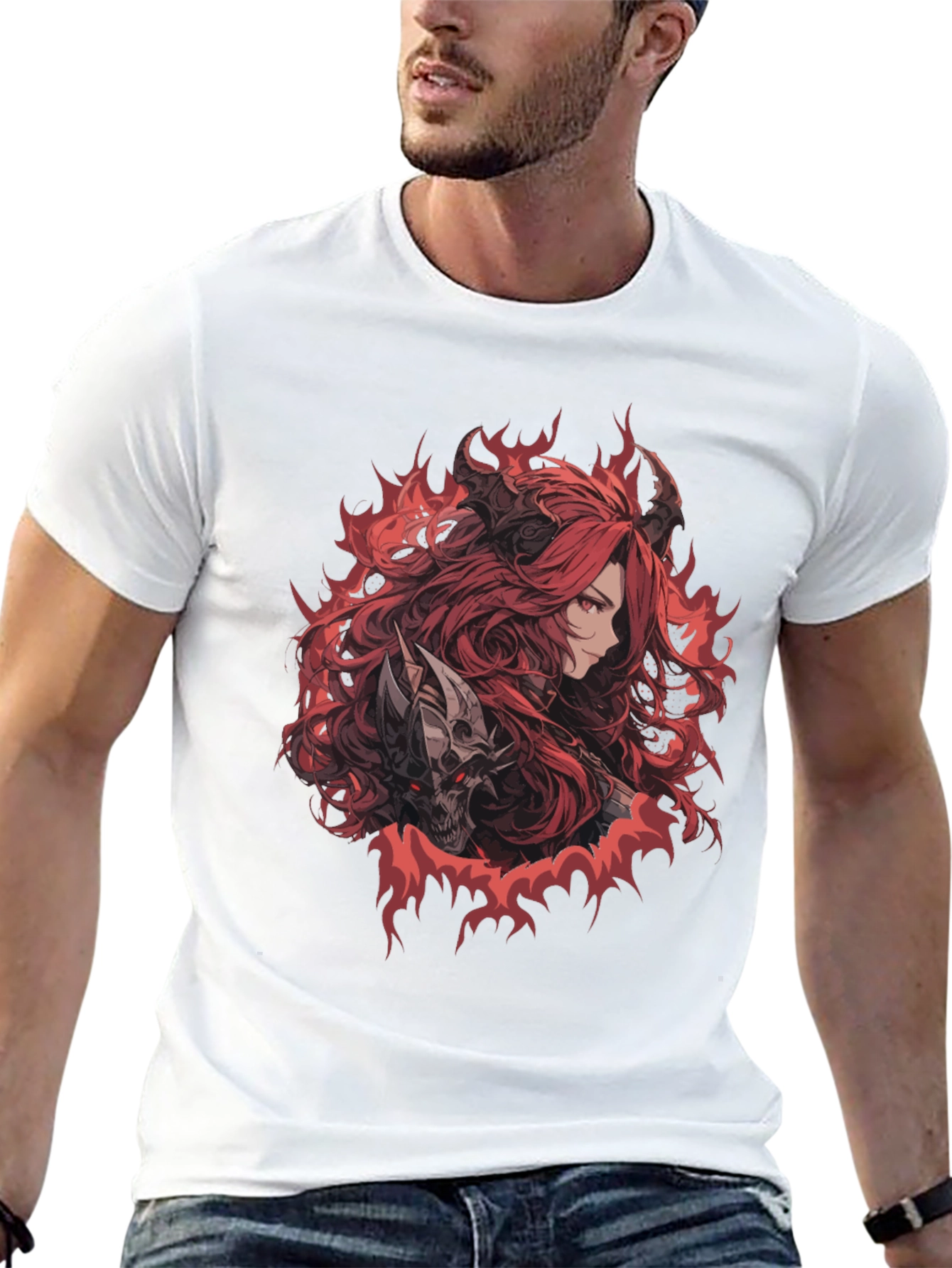 Graphic Print Tee - Anime Demon Girl T-Shirt