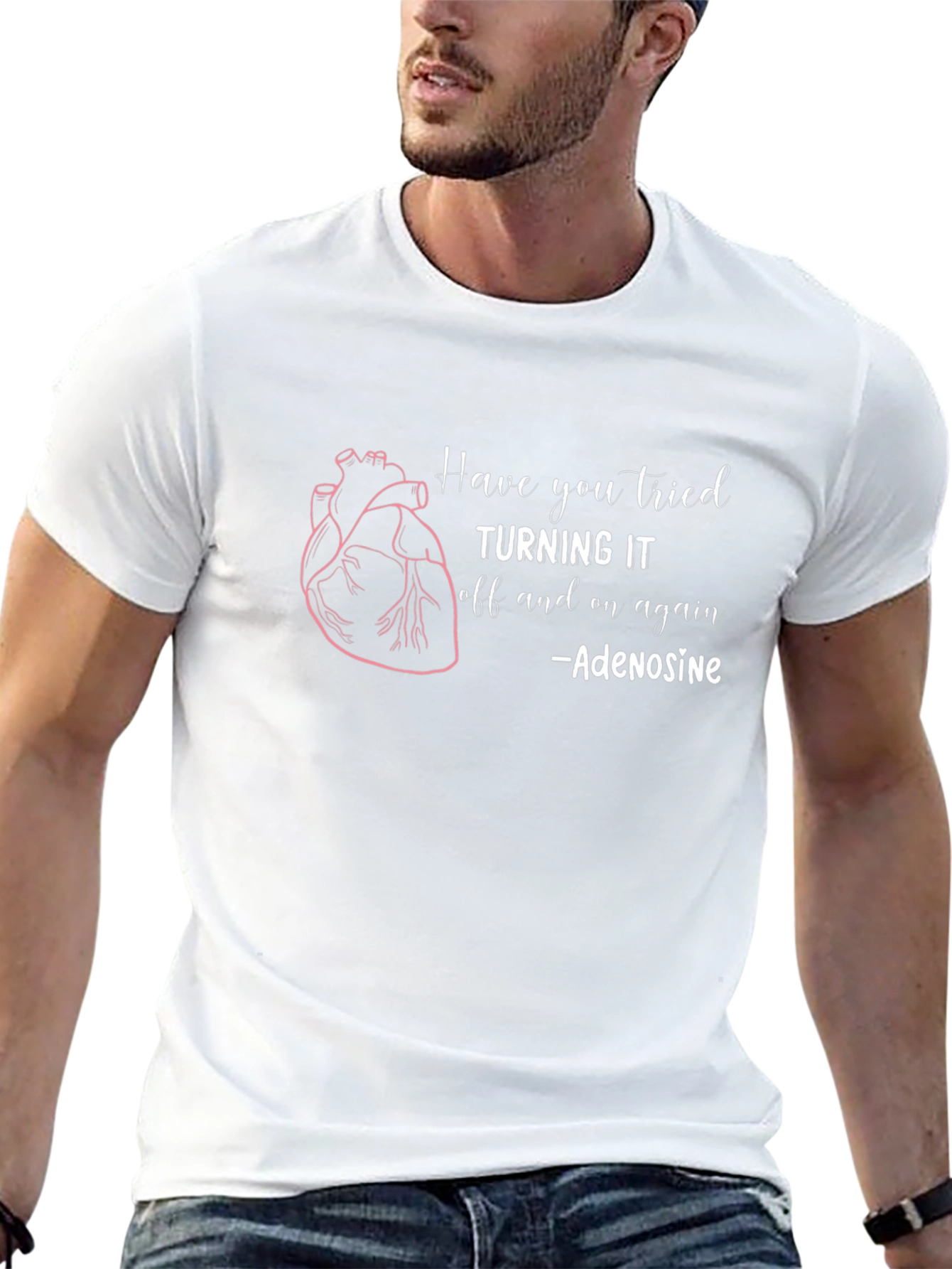 Adenosine Heartbeat Humor Black T-Shirt