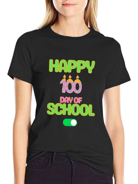 Happy 100th Day of School Black T-Shirt