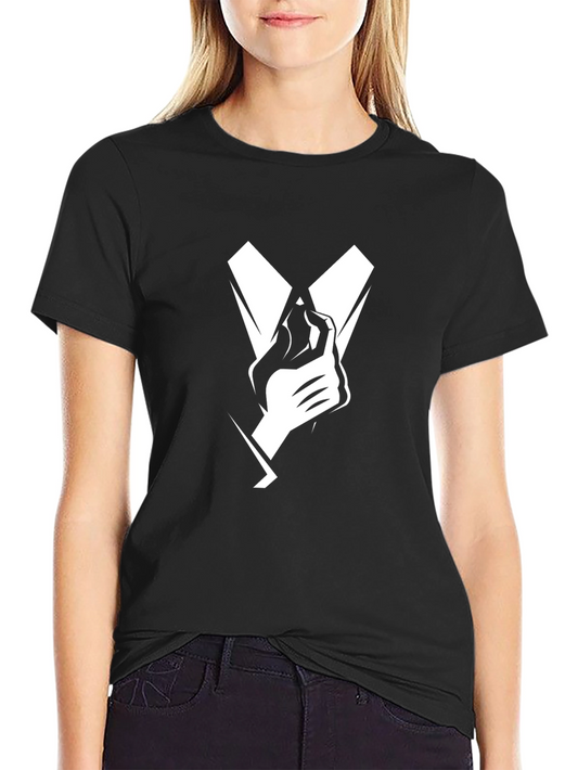 Black T-Shirt with Minimalist Hand & Suit Design