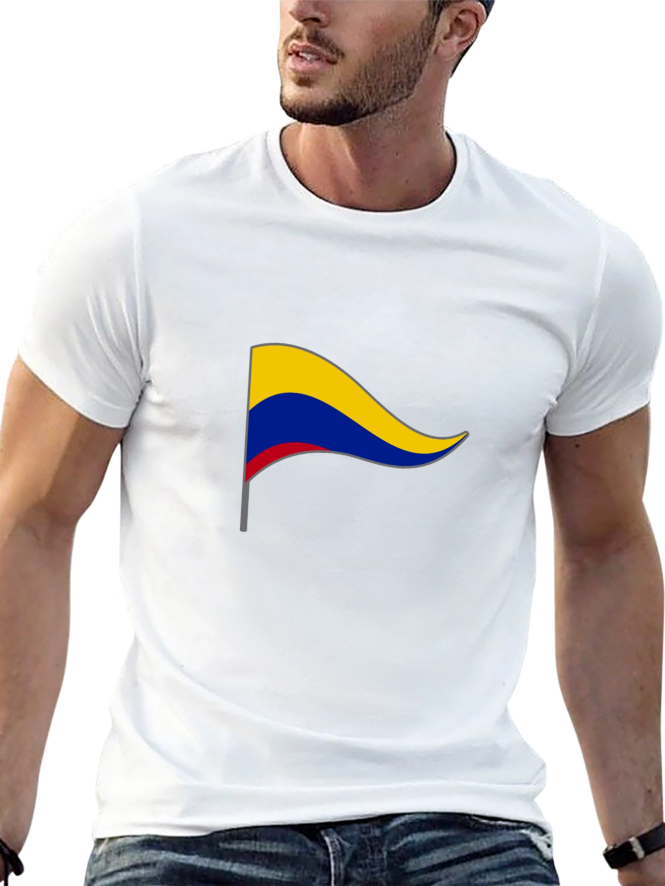 Colombia Flag T-Shirt - Black Cotton Tee
