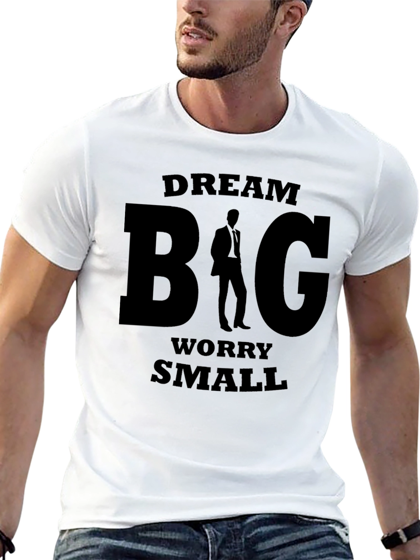 Dream Big Worry Small Black Graphic T-Shirt