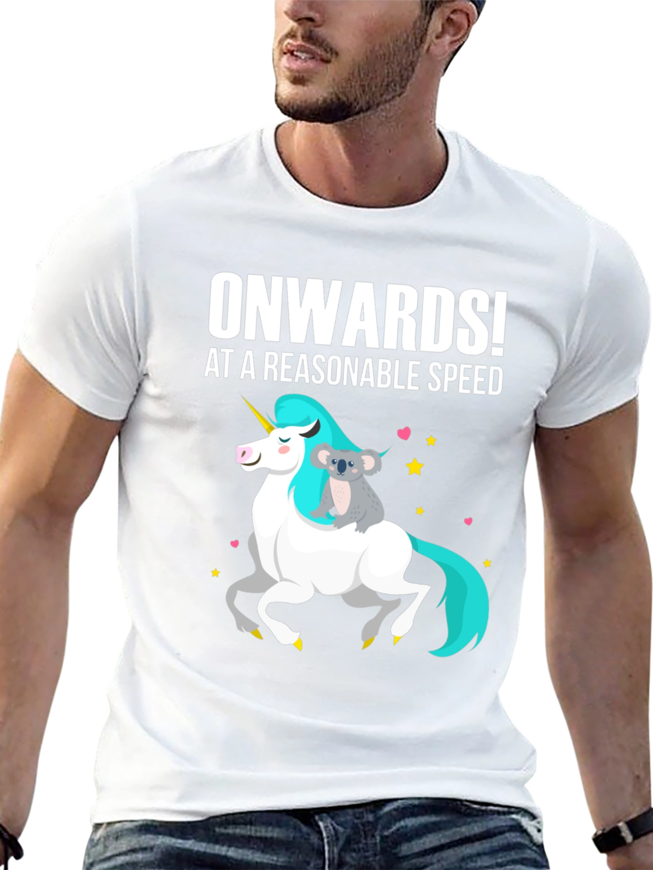Onwards! Koala Riding Unicorn Graphic Tee