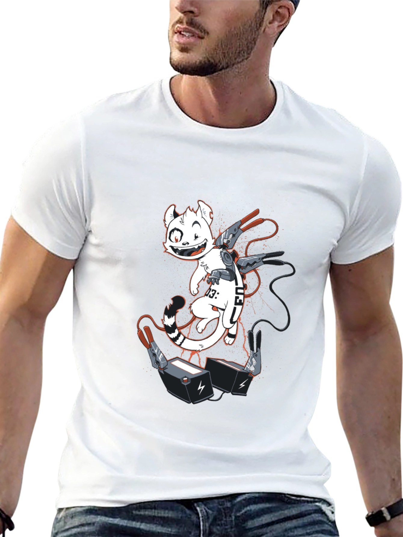 Cyber Cat T-Shirt - Black Graphic Tee