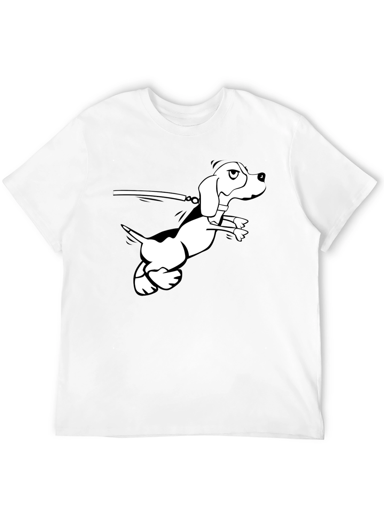 Black T-Shirt with Cartoon Dog Graphic