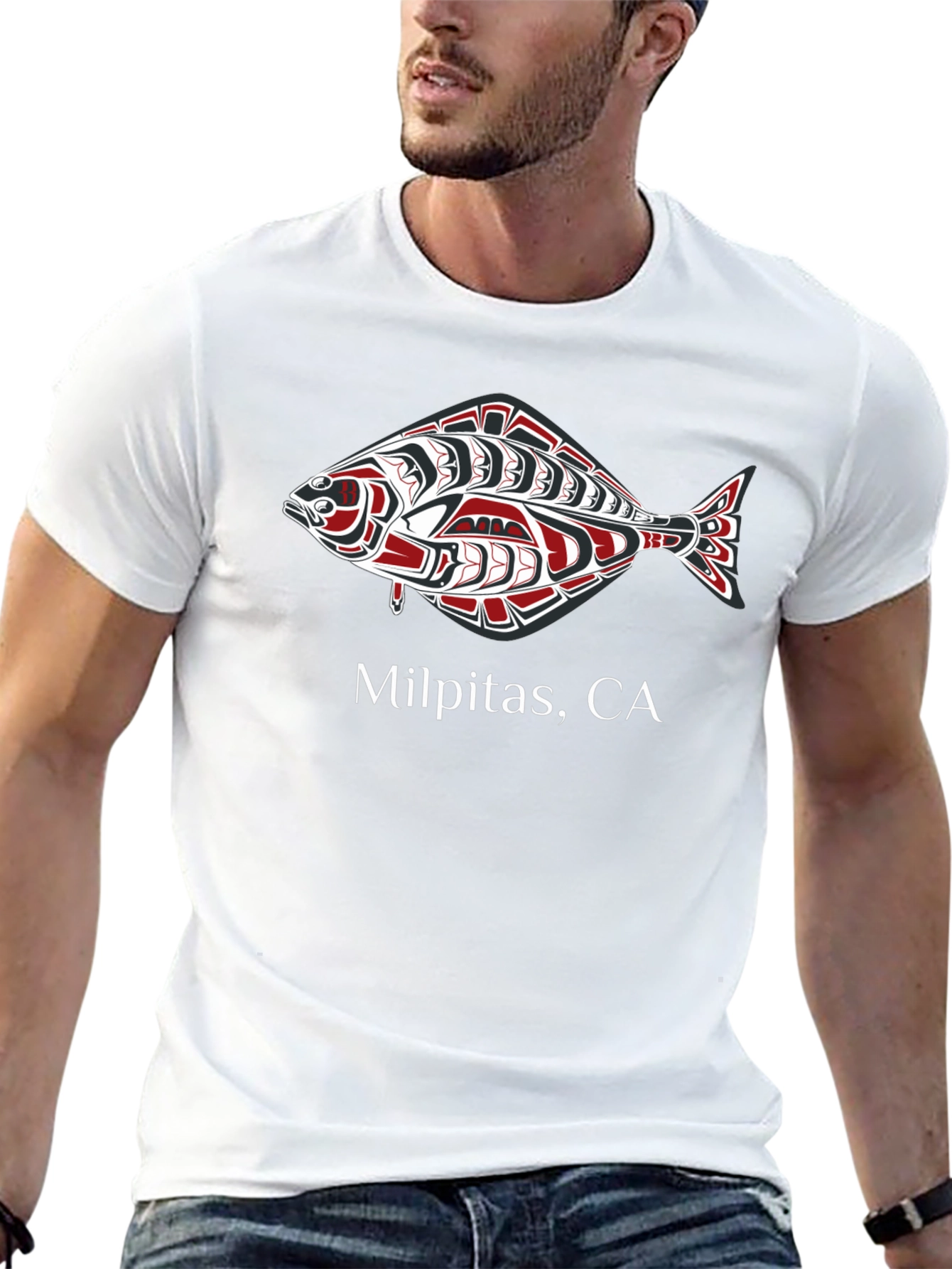 Milpitas CA Fish Design Graphic T-Shirt