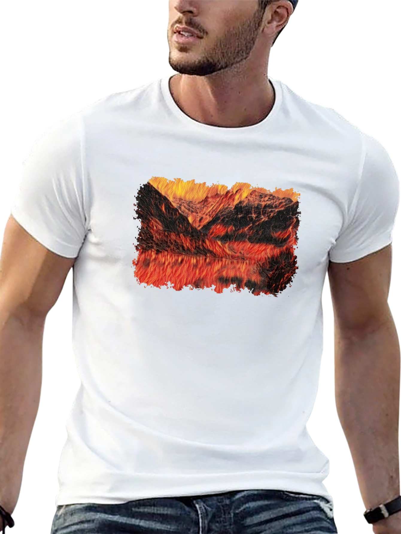 Mountain Lake T-Shirt - Fiery Reflection