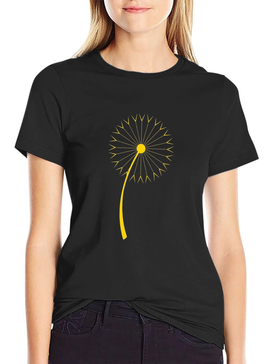 Black T-Shirt with Dandelion Graphic