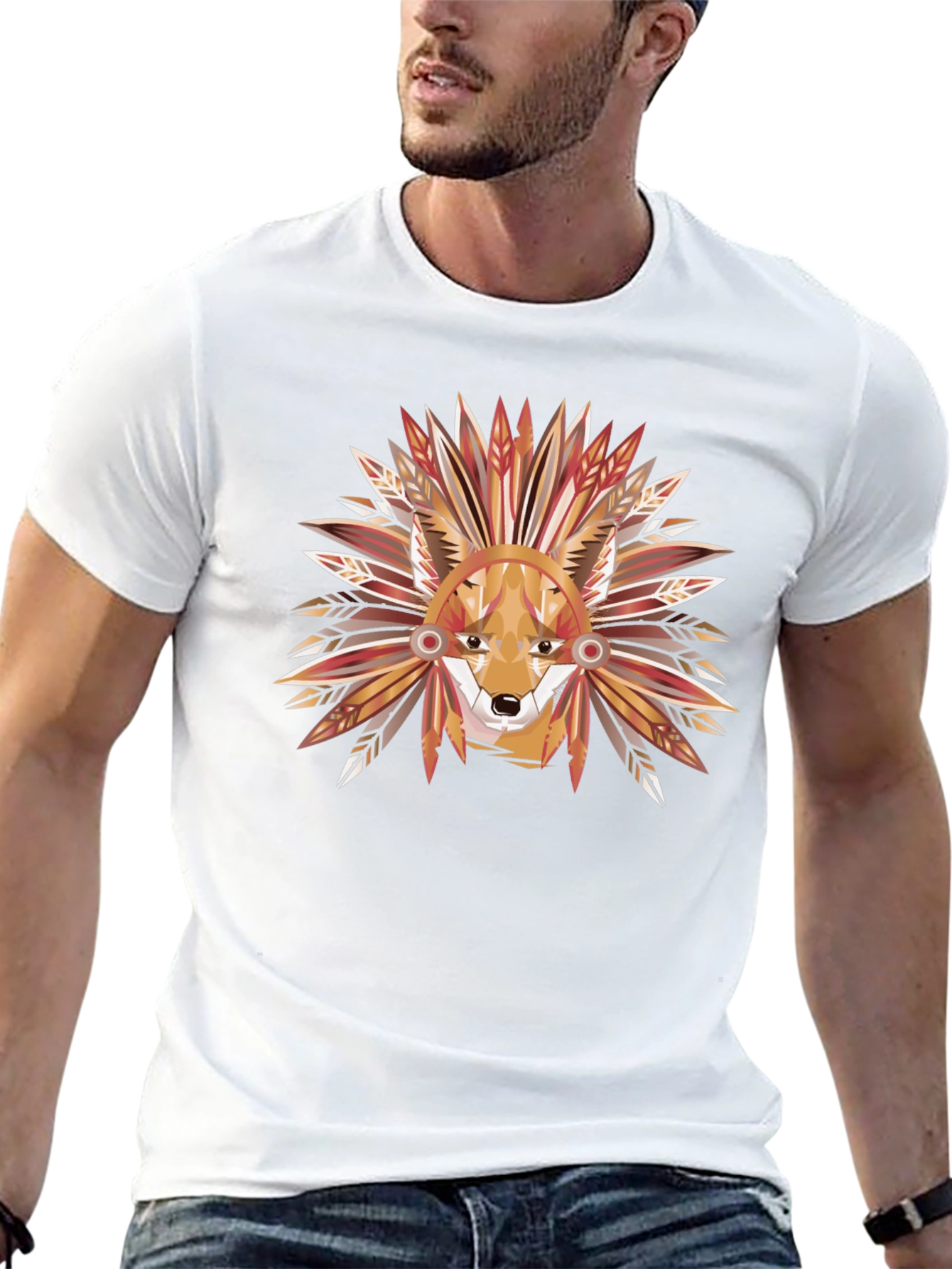 Geometric Fox Headdress Graphic Tee