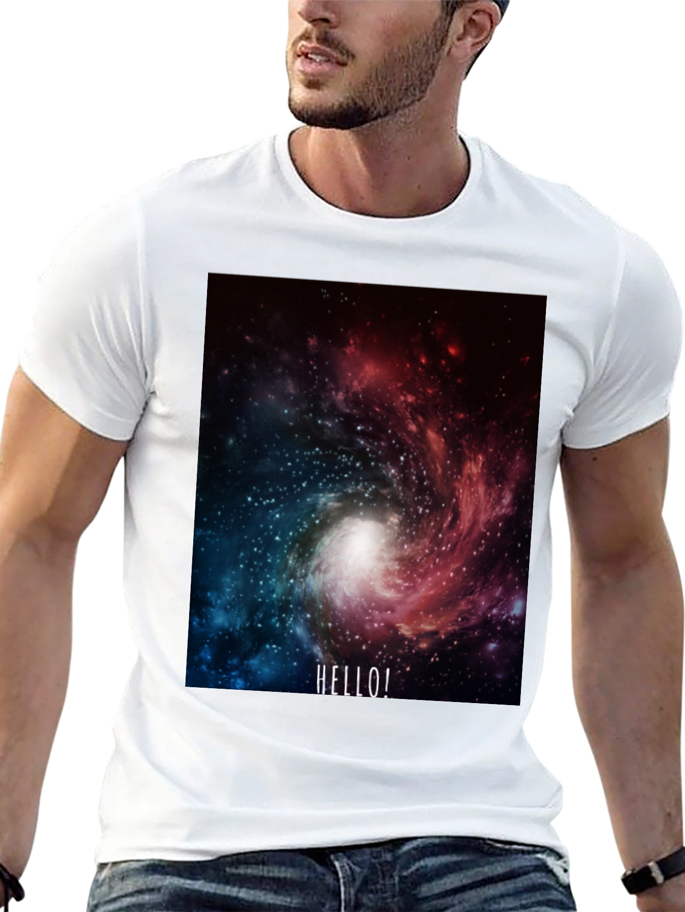 Galaxy Hello! Black Graphic T-Shirt