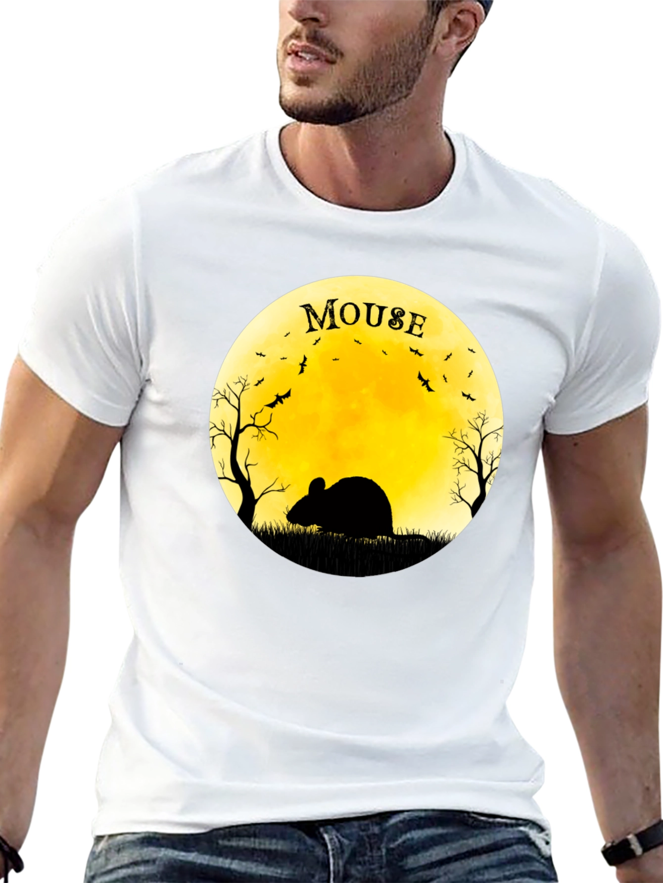 Halloween Mouse on the Moon Graphic T-Shirt
