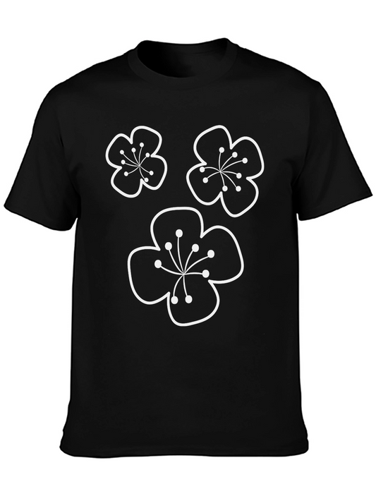 Black Tee with Floral Graphic