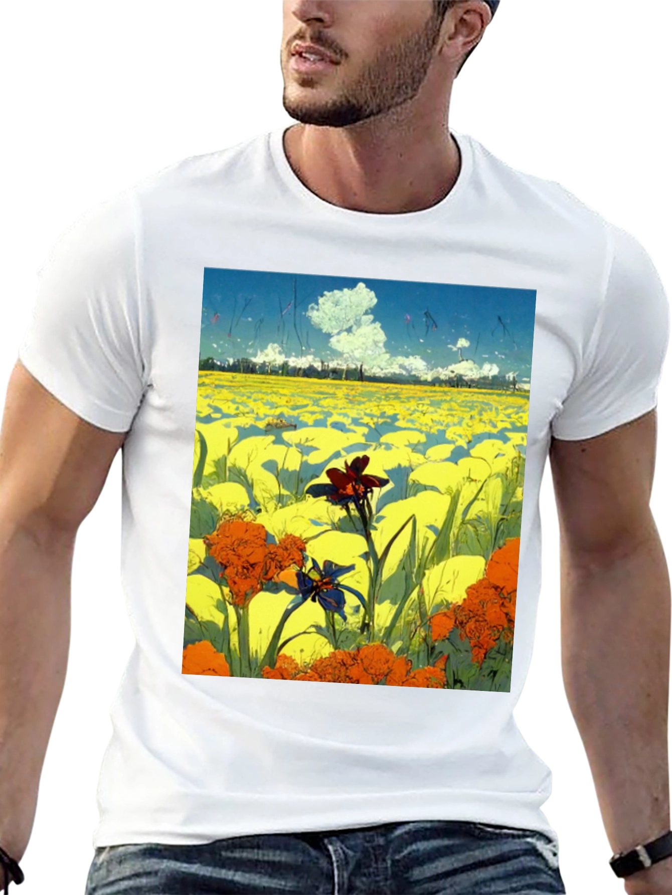 Floral Field Graphic Tee - Artistic Menswear