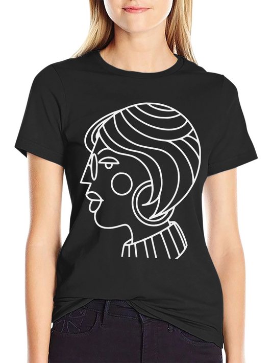 Abstract Woman Graphic Tee - Stylish Black T-Shirt