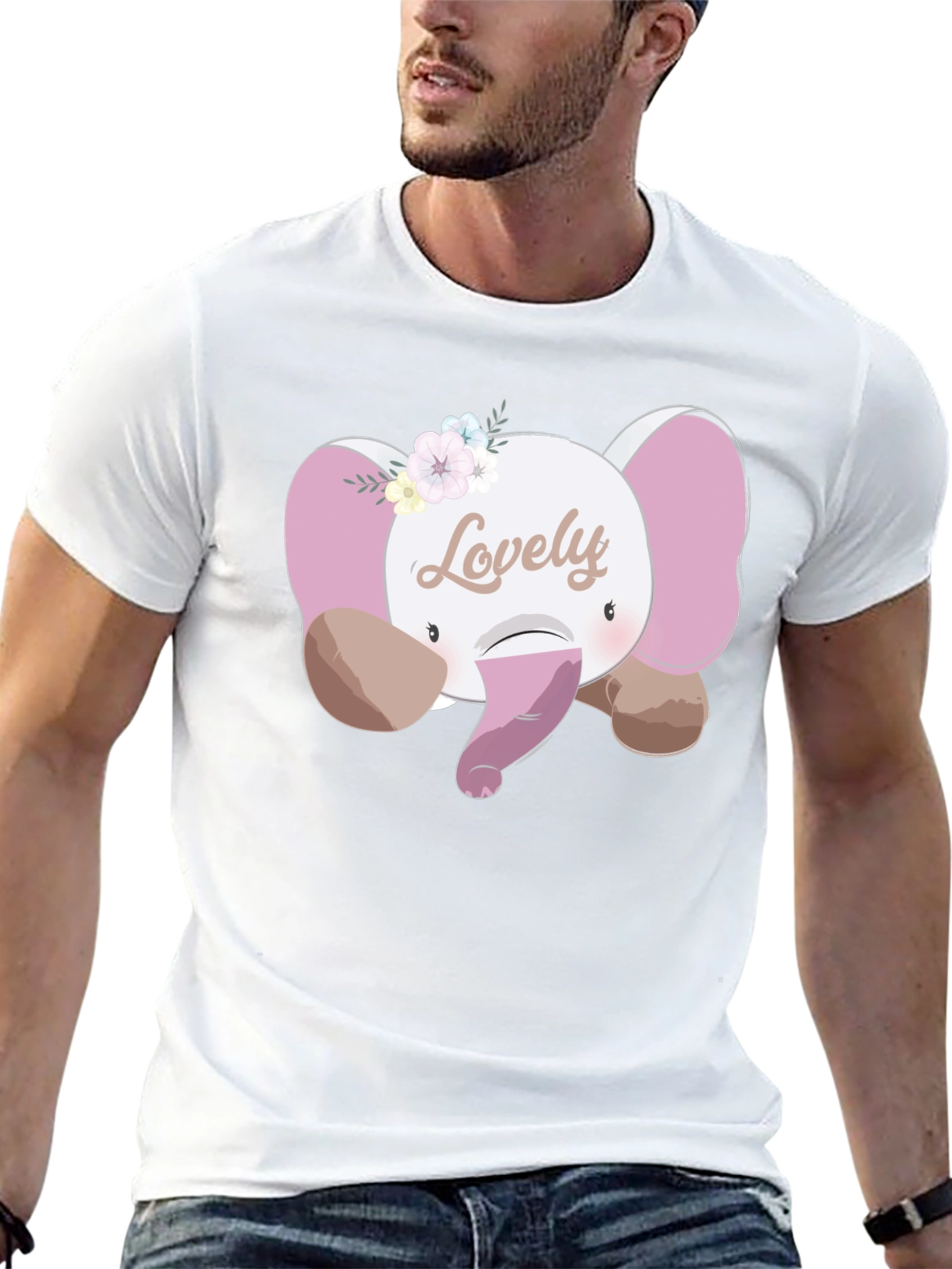 Cute Lovely Elephant Graphic T-Shirt - Unisex Black Tee
