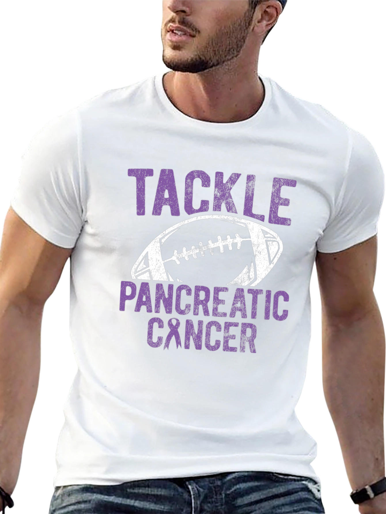 Tackle Pancreatic Cancer Football T-Shirt