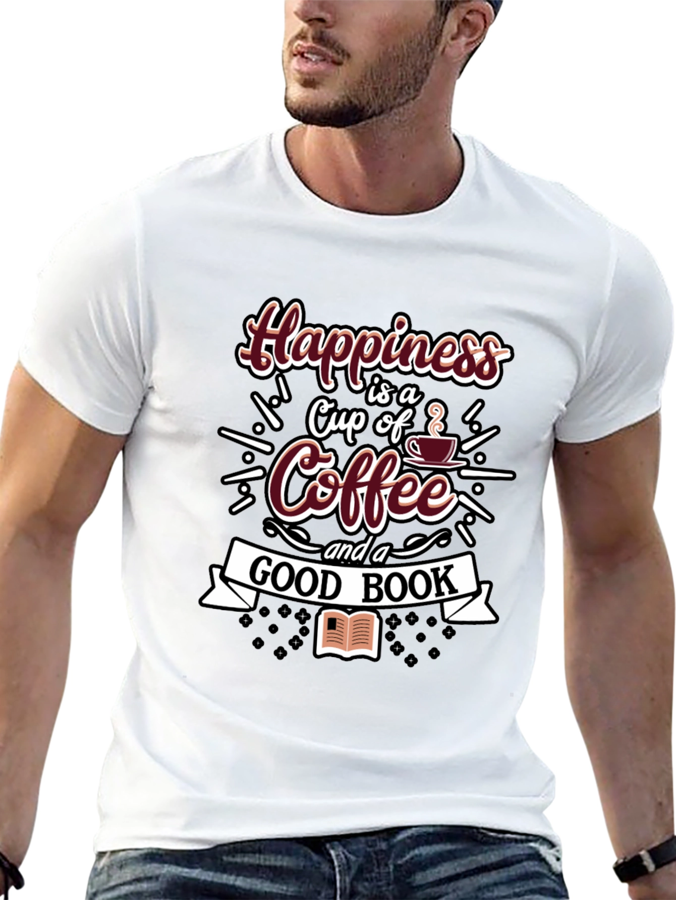 Happiness Coffee and Book T-Shirt