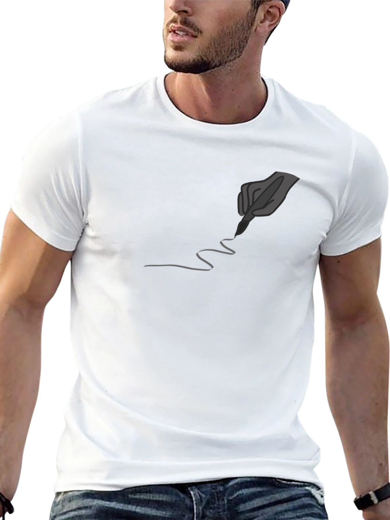Mens Black Graphic Tee - Quill Pen Design
