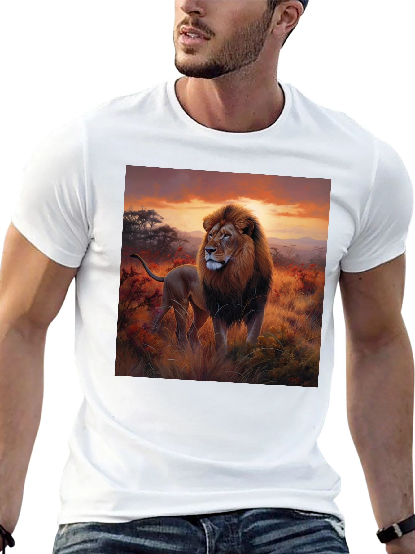 Lion King Graphic Tee - Majestic Animal Print Shirt