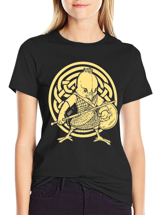 Black T-Shirt with Warrior Chicken Graphic